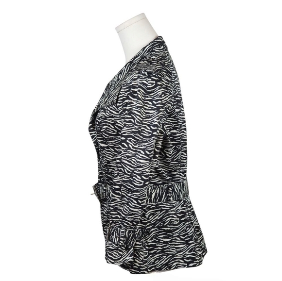 Marisa Christina Vintage Zebra Print Belted Peplum Jacket M Animal Print Blazer - Picture 6 of 10